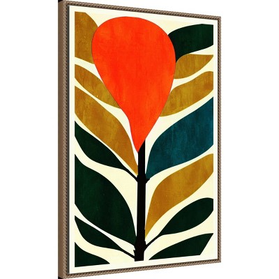 23"x33" Abstract Flower No.3 Canvas Wall Art with Bronze Frame