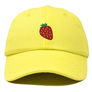 Dalix Strawberry Embroidered Cotton Dad Hat Fruit Adjustable Casual Baseball Cap Nature Womens - 1 of 4