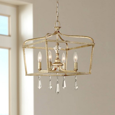 Elegant Brio Gold 4-Light Pendant with Faceted Crystal Accents