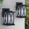DAKAFUL Outdoor Wall Sconce Light Metal & Glass, Matte Black, Wall Light Fixture For Porch, Garage, Patio (Set Of 2)-Black - 2 of 4