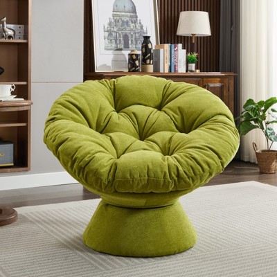 FONTOI Oversized Swivel Accent Chair, Swivel Barrel Chair, Upholstered Wingback Chair for Bedroom Living Room, Olive Blue, 33"*31.5"*37"