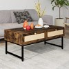 Homhougo Rattan Coffee Table with 2 Drawer 45.6'' Wood Coffee Table with Storage Boho Dining Table with Rattan Drawer - 4 of 4