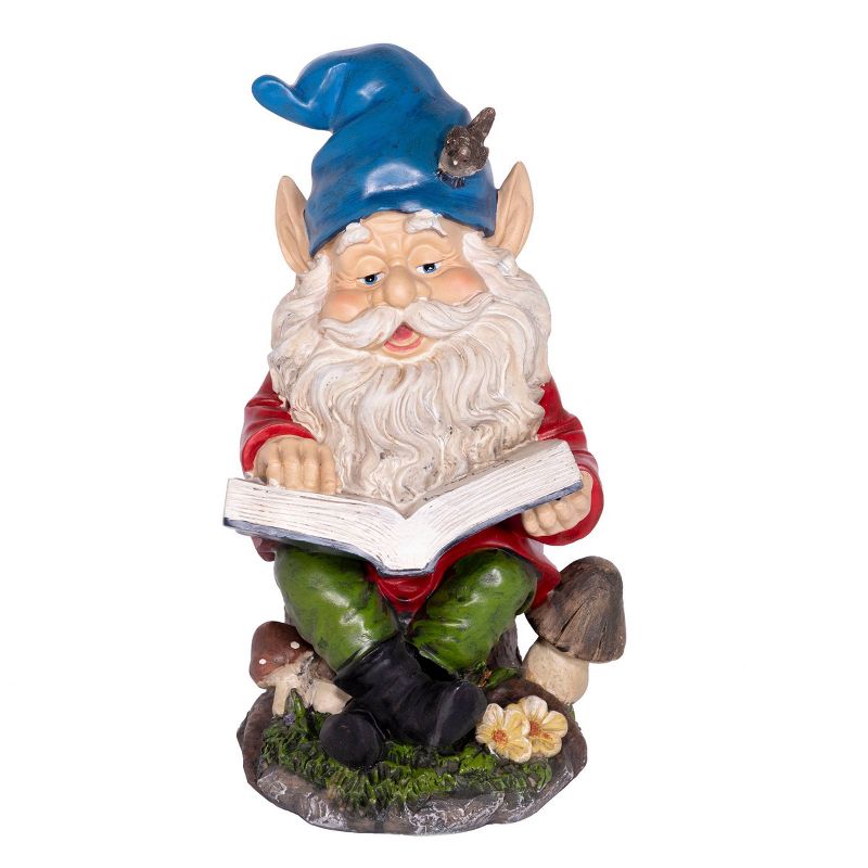 14&#34; Polyresin Gnome Reading Book Statue - Alpine Corporation, 4 of 6