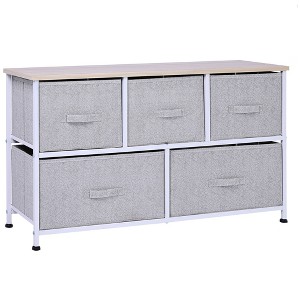 SEVOBAL Dressers 5 Drawer Horizontal Storage Cube Dresser with Sturdy Fabric Bins for Stylish Bedroom Organizer, Gray, 11.75"*39.5"*21.25" - 1 of 4