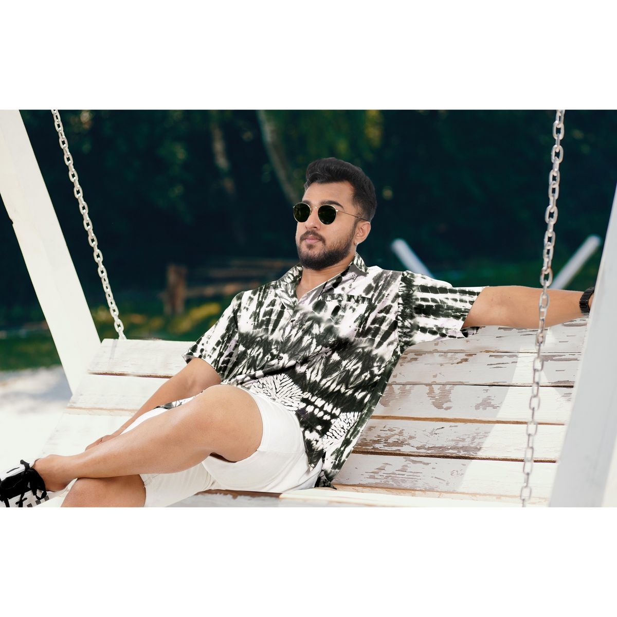 LA LEELA Men's Hawaiian Shirt Tops Summer 3X-Large Black Tie Dye - thumbnail 5