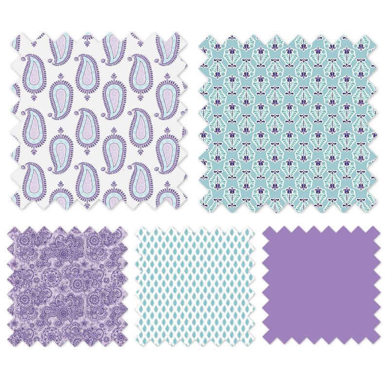Bacati - Isabella Paisley Aqua/Lilac/Purple Fabric Storage Box/Tote Small, 5 of 6