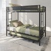Twin Over Twin Bunk Bed With Trundle, Wood Slats, 2 Side Ladders, Guardrail Metal Bed Frame, No Spring Box Needed Sturdy Metal Frame For Bedroom - 2 of 4