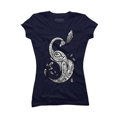 Junior's Design By Humans Beautiful Peacock. Decorative illustration. By Katyau T-Shirt