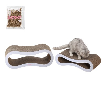 THE LICKER STORE Suvi Modern Cardboard Infinity 2-in-1 Lounge Bed Cat Scratcher with Catnip