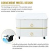 2-in-1 Nesting Coffee Table with Wheels Drawers Marble Top White Set - 2 of 3