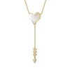 14K Gold Plated Cupid’s Arrow Heart Y-Necklace with Cubic Zirconia and Mother of Pearl – A Romantic and Elegant Design Featuring Sparkling Accents - 2 of 2