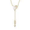 14K Gold Plated Cupid’s Arrow Heart Y-Necklace with Cubic Zirconia and Mother of Pearl – A Romantic and Elegant Design Featuring Sparkling Accents - image 2 of 2