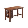 Boraam 3pc Rectangular Brittany Dining Table Set Wire Brushed Finish Chestnut: Mid-Century Modern, Acacia Wood, 2 Stools - 3 of 4