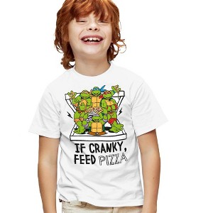 Teenage Mutant Ninja Turtlescranky Pizza Kids T Shirt For Youth, White - 1 of 4