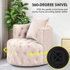 Velvet 360° Swivel Barrel Accent Chair Tufted Button Bucket Club Leisure Chairs with Pillows -Morden Fort - 3 of 4