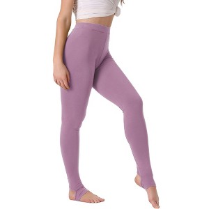INSPIRE CHIC Women's Elastic Waistband Soft Gym Yoga Cotton Stirrup Pants Leggings - 1 of 4