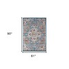 Ivory Gray and Orange Medallion Power Loom Area Rug - 3 of 4