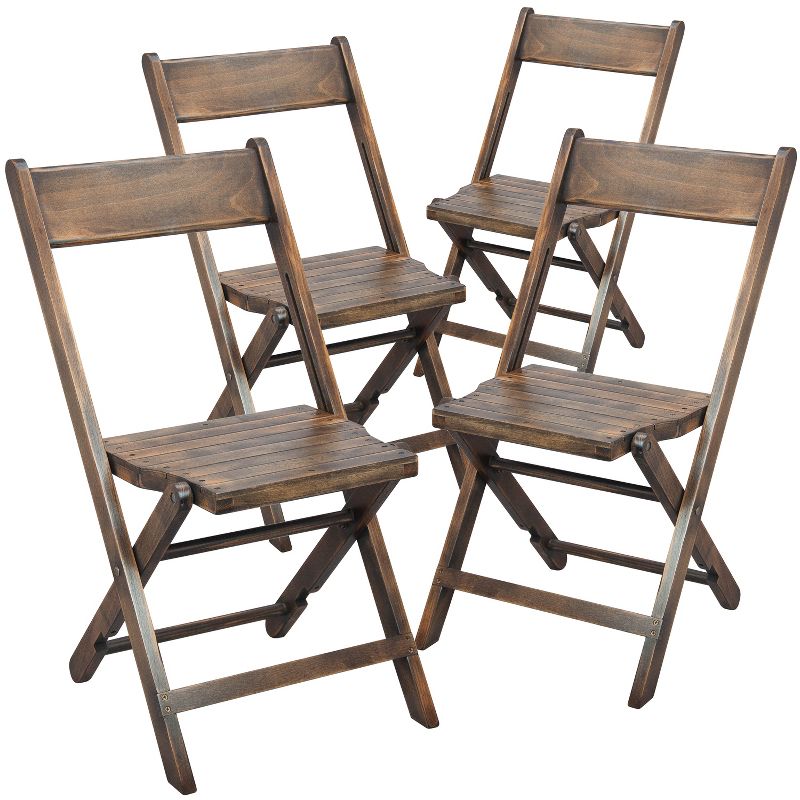 Emma and Oliver Slatted Wood Folding Wedding Chair - Event Chair - Antique Black, Set of 4, 1 of 14