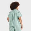 Women's Striped Cotton Blend Short Sleeve Pajama Shirt - Auden™ - 2 of 3
