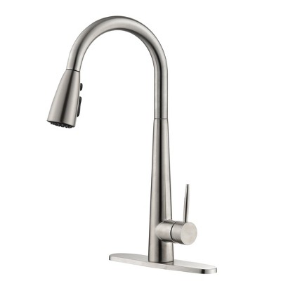 Munora Kitchen Faucet with Pull Down Sprayer, Brushed Nickel High Arc Single Handle Kitchen Sink Faucet with Deck Plate