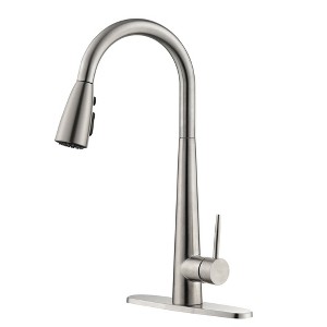 Munora Kitchen Faucet with Pull Down Sprayer, Brushed Nickel High Arc Single Handle Kitchen Sink Faucet with Deck Plate - 1 of 4