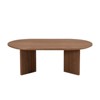 Munora 39.37 Inch Modern Oval Coffee Table, MDF Wood Veneer Small Coffee Table with Sturdy Pedestal Base for Living Room and Apartment, Walnut - 3 of 4