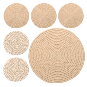 Unique Bargains Indoor Gardening Woven Plant Coasters 6 Pcs - 1 of 4