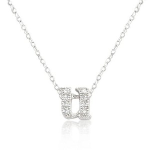 ShineHigh Micro-Pavé Initial Pendant Necklaces – Rhodium-Plated Cubic Zirconia Letter Charms on 16" Chains with Extenders - 1 of 1