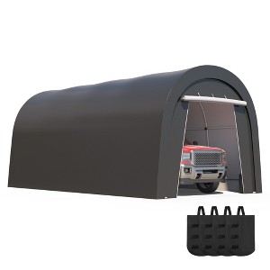 Heynemo Domed Carport with 4 Cloth Bags, Portable Garage with 2 Roll-up Doors, Heavy Duty Car Canopy Party Tent, Storage Shelter Shed - 1 of 4