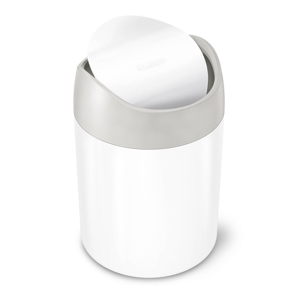 simplehuman 1.5L Countertop Bathroom Trash Can White Steel