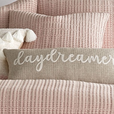Blush Cotton Waffle Square Decorative Pillow