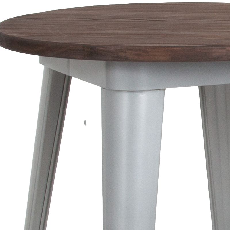 Flash Furniture 24" Round Metal Indoor Table with Rustic Wood Top, 2 of 5