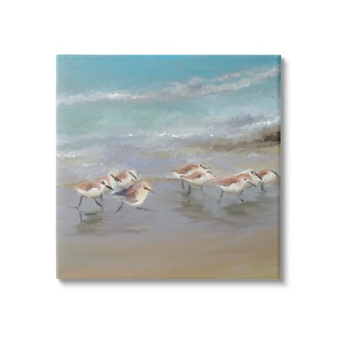 Stupell Industries Coastal Sandpipers Beach Waves Shore Canvas Wall Art ...