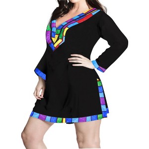 HAPPY BAY Women's Summer Bathing Suit Cover-up Vacation Beachwear Mini Swim Suit Loose Beach Dress Short Swim Shirt X-Large-XX-Large Black Solid - 1 of 4