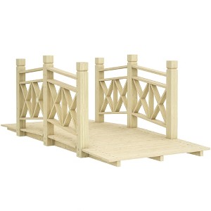 Outsunny 5 ft. Garden Bridge with Safety Rails, Wooden Outdoor Bridge for Backyard Ponds, Creeks, Streams - 1 of 4