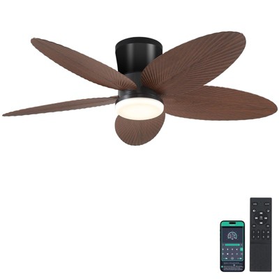 42 inch Flush Mount Palm Leaf Ceiling Fan Light