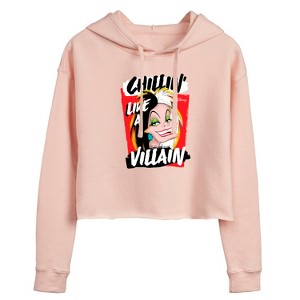 Women's - Disney Villains - Cruella Chillin Like A Villain Cropped Graphic Hoodie - 1 of 3
