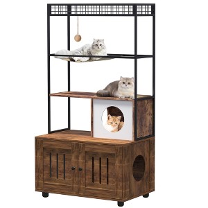 coucheta Cat Litter Box with Storage Rack, Enclosed Litter Box Furniture with Storage Rack, Hammock - 1 of 4