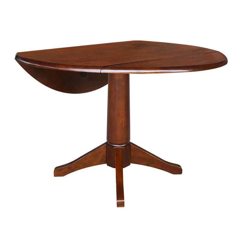 30.3&#34; Thea Round Dual Drop Leaf Extendable Dining Table Espresso Brown - International Concepts, 5 of 10