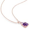EVERLY JEWELRY | Rose Plated Sterling Silver 2 1/7ct TGW African Amethyst Rose de France and Diamond Accent Heart Necklace, 18 inc - 4 of 4