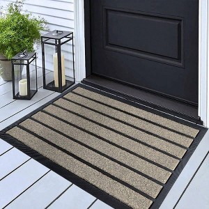 Durable Door Dirt Trapping Outdoor Welcome Mats Non - Slip Low Profile Front Doormat 30 inchx 17 inch Bright Beige - 1 of 4