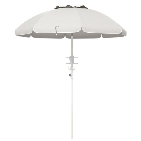 Outsunny 5.7' Beach Umbrella with Cup Holders, Hooks, Vented Canopy,  Portable Outdoor Umbrella, Cream White