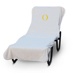 BC BARE COTTON Luxury Hotel & Spa Monogrammed Pool Chaise Lounge Cover, Standard Size 90 X 29 Inches - White - Gold Block - 1 of 4