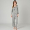 Anna-Kaci Lounge Women's Long Sleeve Pajama Set with Decorative Bows and Soft Wide Leg Pants - 2 of 4