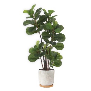 coucheta Artificial Fiddle Leaf Fig Tree, 59 Inch Faux Ficus Lyrata Tree in Pot with 102 Decorative Fiddle Leaves, Tall Fake Plant for Home - 1 of 4