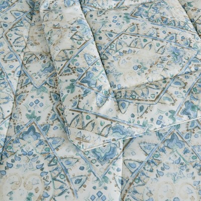 King Reversible Blue Floral Down Alternative Comforter Set