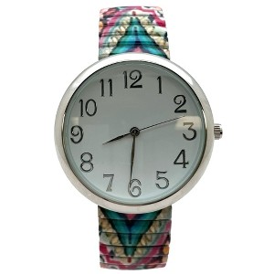 Olivia Pratt Big Dial Easy Reader Watch Printed Elastic Stretch Band Wristwatch Women Watch - 1 of 3