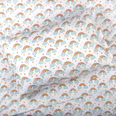 Tadpoles 4-Piece Rainbow Sheet Set | 1 Full Flat Sheet, 1 Full Fitted Sheet & 2 Queen Pillowcases
