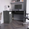Vynxaria Bradford L-Shaped Desk - Smokey Oak Finish, Left Return, Retractable Keyboard Tray, Sleek Metal Drawer Handles - 3 of 4