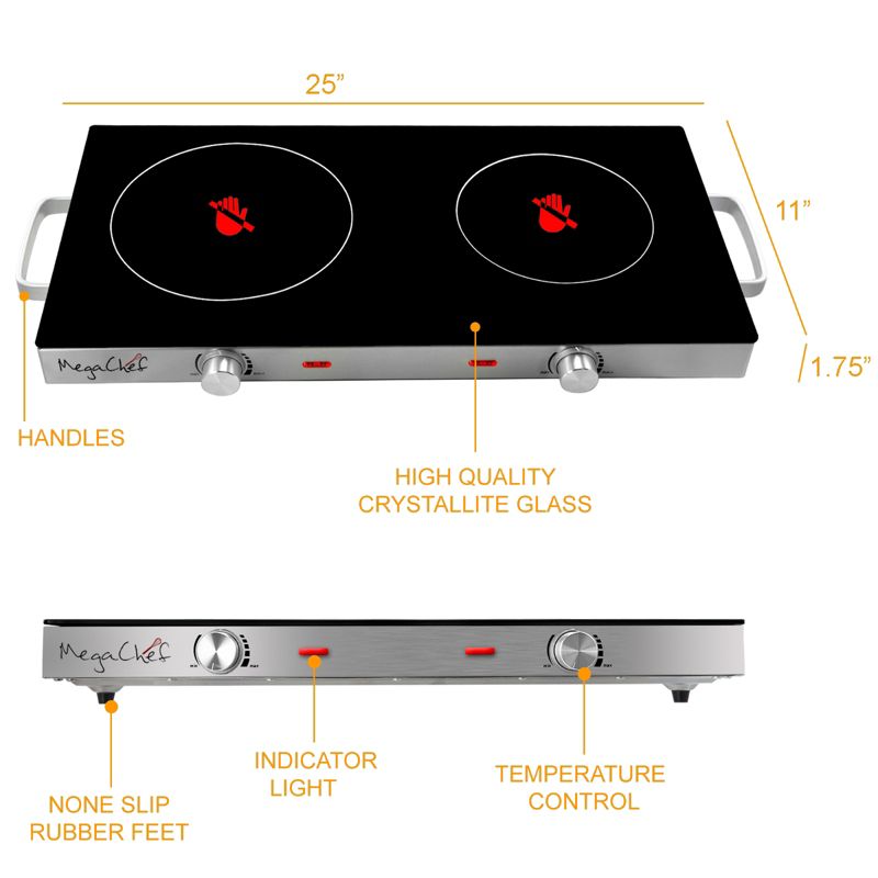 MegaChef Ceramic Infrared Double Cooktop, 5 of 9
